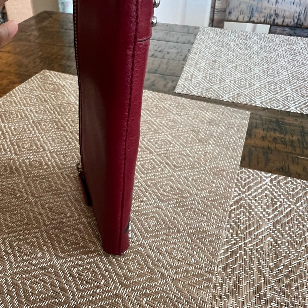 Brighton Studded Burgundy Zip Wallet with Decorative Metal Snap - Picture 5 of 15